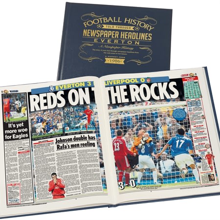 Personalised Everton Football Newspaper Book - A3 Leather Cover