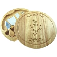 Personalised Chilli & Bubble's Jolly Christmas Round Cheeseboard With Knives