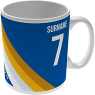 Personalised Leicester City Colour Stripe Ceramic Mug