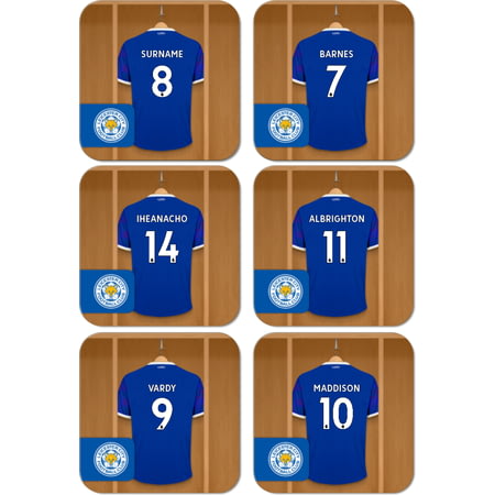 Personalised Leicester City FC Dressing Room Shirts Coasters Set of 6