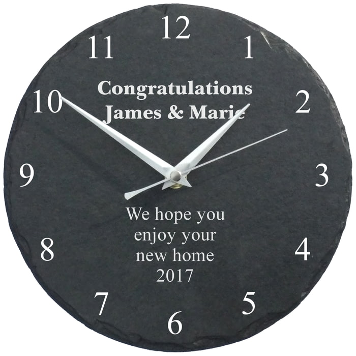 Personalised Engraved Slate Wall Clock Any Message from Go Find A Gift