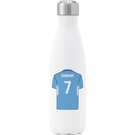 Personalised Manchester City Shirt Insulated Water Bottle - 500ml - White