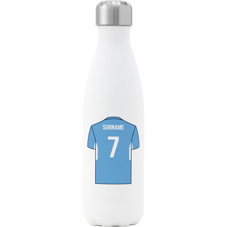 Personalised Manchester City Shirt Insulated Water Bottle - 500ml - White