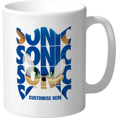 Personalised Modern Sonic The Hedgehog Text Mug