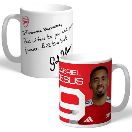 Personalised Arsenal FC Gabriel Jesus Autograph Player Photo 11oz Ceramic Mug