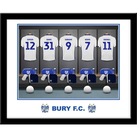 Personalised Bury FC Dressing Room Shirts Framed Print