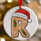Personalised Gingerbread Initial Letter Christmas Ceramic Hanging Tree Decoration - 7cm