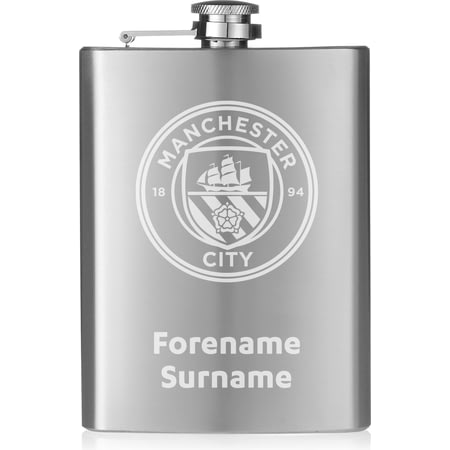 Personalised Manchester City FC Crest Hip Flask