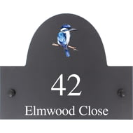 Personalised Ultra Marine Kingfisher Bird Motif Slate House Name Or Number Plaque/Sign - 25x20cm