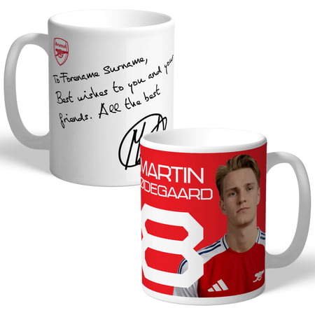 Personalised Arsenal FC Martin Ødegaard Autograph Player Photo 11oz Ceramic Mug