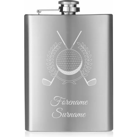 Personalised Golf Motif Hip Flask