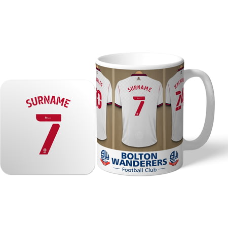 Personalised Bolton Wanderers Dressing Room Shirts Mug & Coaster Set