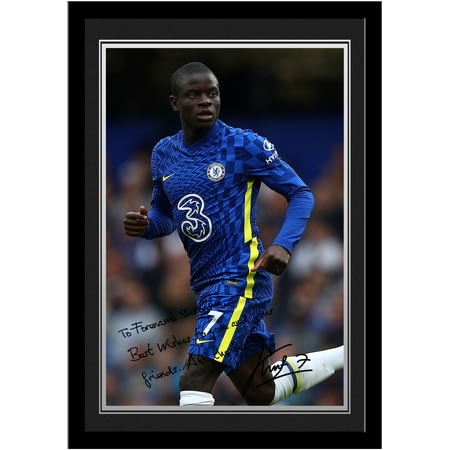 Personalised Chelsea FC N'Golo Kanté Autograph A4 Framed Player Photo