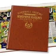 Personalised Norwich City Football Newspaper Book - Brown Leatherette