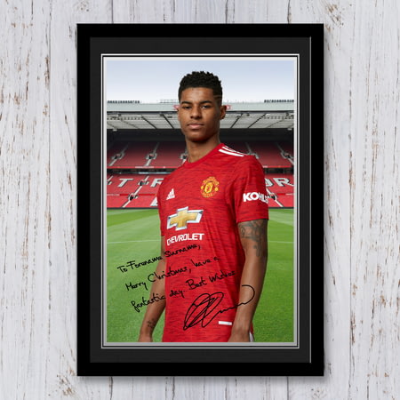 Personalised Manchester United FC Rashford Christmas Autograph Player Photo Framed Print