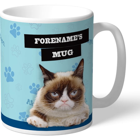 Personalised Grumpy Cat - Grumpy Is My Job Blue Mug