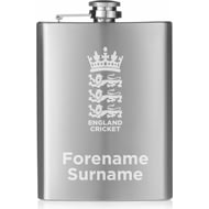 Personalised England Cricket Crest Hip Flask