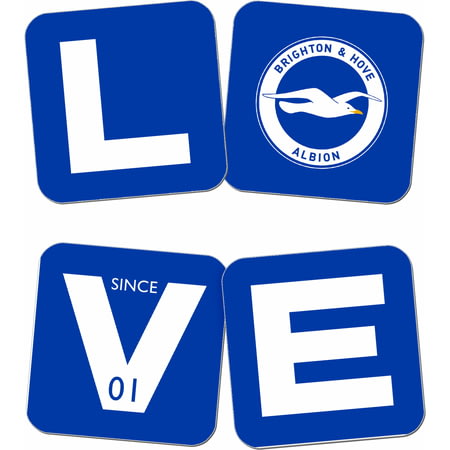 Personalised Brighton & Hove Albion FC Love Coasters (x4)