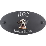 Personalised Great Dane Dog Motif Oval Slate House Sign Plaque 25x13cm