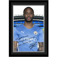 Personalised Manchester City FC Sterling Autograph Player Photo Framed Print