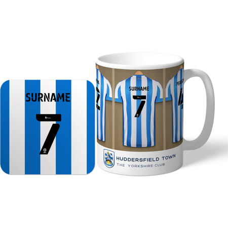 Personalised Huddersfield Town AFC Dressing Room Shirts Mug & Coaster Set