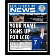 Personalised Leicester City FC Spoof Newspaper Framed Print