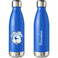 Personalised Cardiff City FC Crest Blue Insulated Water Bottle