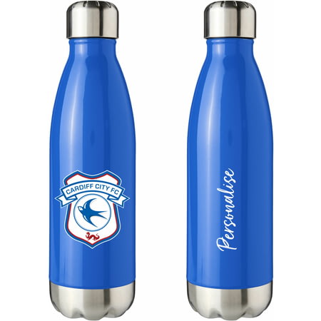 Personalised Cardiff City FC Crest Blue Insulated Water Bottle