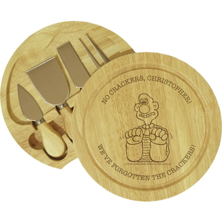 Personalised Wallace & Gromit 'No Crackers' Wooden Cheese Board & Knives Set