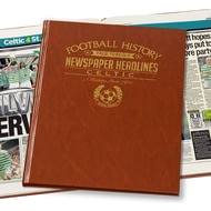 Personalised Celtic Football Newspaper Book - Brown Leatherette