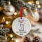 Personalised Blue Christmas Reindeer Ceramic Hanging Tree Decoration - 7cm