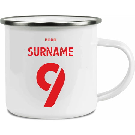 Personalised Middlesbrough FC Back Of Shirt Enamel Camping Mug