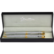 Personalised Stratton Rollerball and Ballpoint Pen Set - Silver and Gold