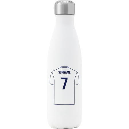 Personalised Tottenham Hotspur Shirt Insulated Water Bottle - 500ml - White