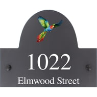 Personalised Parrot Bird In Flight Motif Slate House Name Or Number Plaque/Sign - 25x20cm