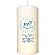 Personalised Blue Rocking Horse Candle