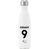 Personalised Derby County Back Of Shirt Insulated Water Bottle - White