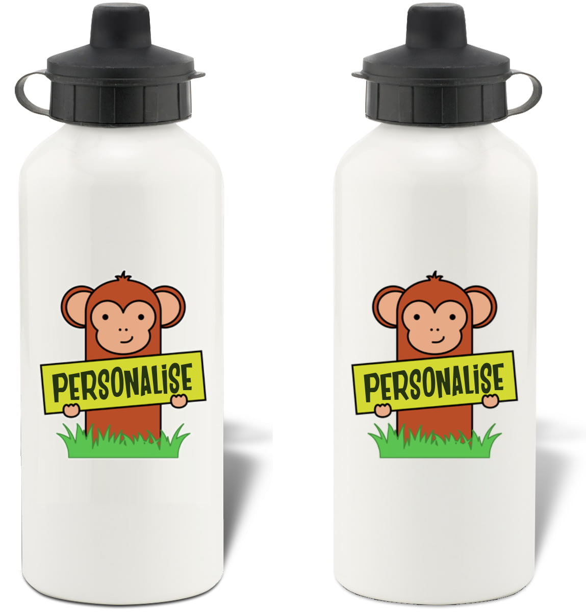 Personalised Kids Monkey Aluminium Water Bottle from Go Find A Gift