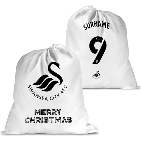 Personalised Swansea City AFC FC Back Of Shirt Large Fabric Christmas Santa Sack