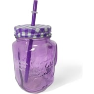 Personalised Purple Coloured Mason Jar With Straw