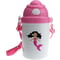 Personalised Mermaid Girls Pink Plastic Drinking Bottle With Popup Lid and Straw