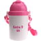 Personalised Mermaid Girls Pink Plastic Drinking Bottle With Popup Lid and Straw