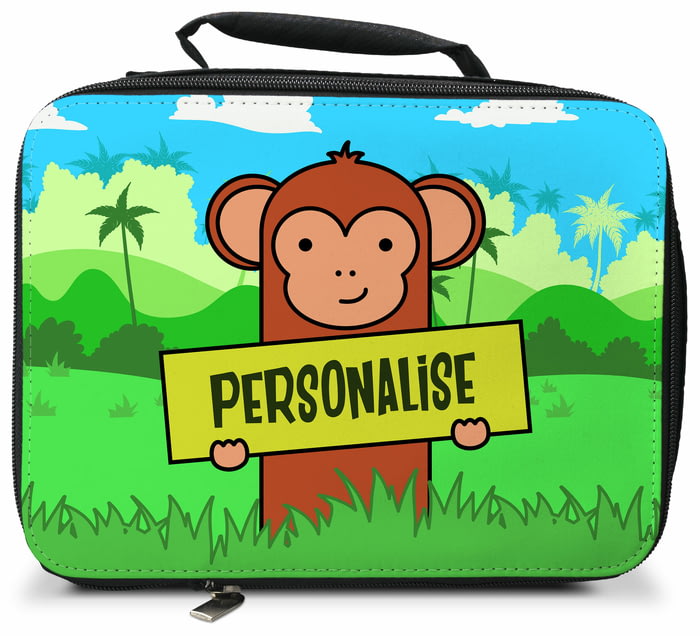 Personalised Kids Monkey Insulated Lunch Bag from Go Find A Gift
