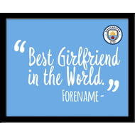 Personalised Manchester City FC Best Girlfriend In The World 10x8 Photo Framed