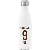 Personalised Surrey County Cricket Club Back Of Shirt Insulated Water Bottle - White