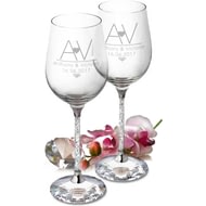 Personalised Initial Heart Diamante Wine Glasses