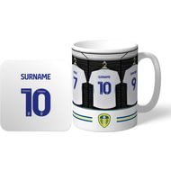 Personalised Leeds United FC Dressing Room Shirts Mug & Coaster Set