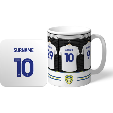 Personalised Leeds United FC Dressing Room Shirts Mug & Coaster Set