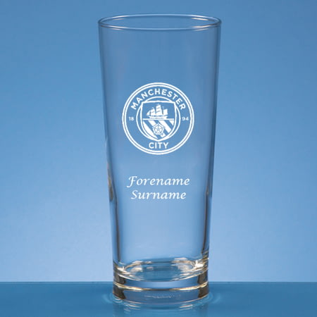 Personalised Manchester City FC Personalised Crest Beer Pint Glass