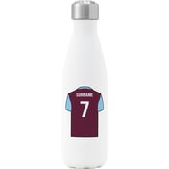 Personalised Aston Villa Shirt Insulated Water Bottle - 500ml - White